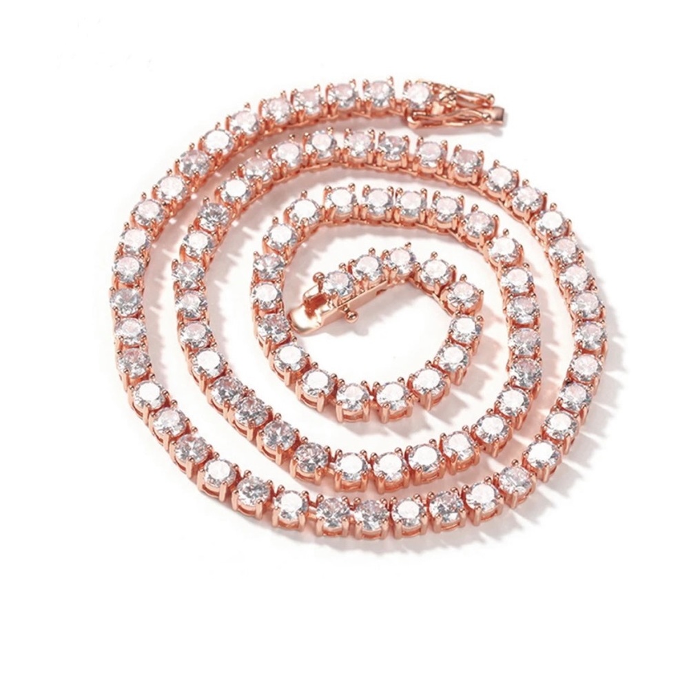 Round Cut Rose Gold 20” Tennis Necklace